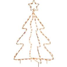 OutSunny Christmas LED Motif Light Christmas Tree, Warm White Rope Lighting with Steel Frame Stake, Outdoor Ornament Christmas Tree