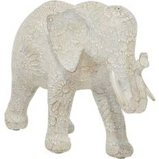 Litton Lane Large White Indian Elephant Sculpture with Rhinestone Accents, 5.25" x 9"