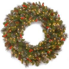 Figurines National Tree Company Crestwood Spruce 36 in. Artificial Wreath with Clear Lights Figurine