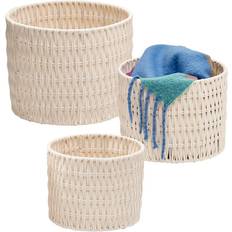 Honey Can Do 3-Piece Cozy Weave White Basket