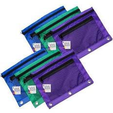 Pencil Pouch, 2 Pocket with Mesh Front, Assorted, PK6 Purple