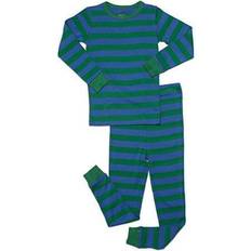 Leveret Kid's Striped Pajama Set 2-piece - Blue/Green