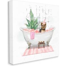 Stupell Industries Chic Yorkie Dog in Pink Bubble Bath by Ziwei Li Wall Decor 24x24"