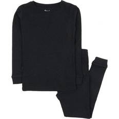 Leveret Solid Color Pajama Set - Black