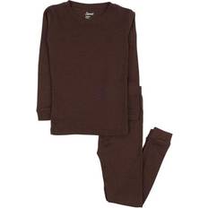 Leveret Solid Color Pajama Set - Brown