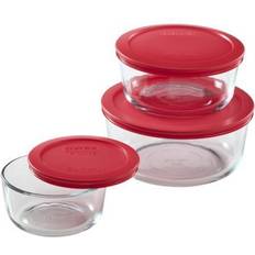 Red Food Containers Pyrex 6-Piece Round Storage Set Food Container