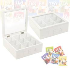 White Tea Box MDF with 9 Compartments [267931] Teedose