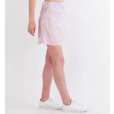 Pieces satin slip mini skirt in lilac marble print-Multi