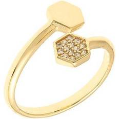 Geometric Bypass Fashion Ring - Gold/Transparent