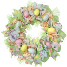 Easter Decorations Northlight Pastel Easter Egg and Ribbons Wreath Multicolor Easter Decoration 22"