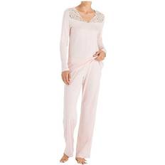 White Pajamas Hanro Women's Moments Nw Pyjama 1/1 Arm Set, (Crystal 071334) (Size: X-Small)