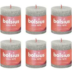 Bolsius Candles Bolsius Rustic Pillar Shine 4 pcs 80x68 mm Sandy Grey Candle