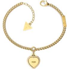 Guess Fine Heart Bracelet - Gold/Transparent