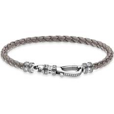 Herren - Silber Armbänder Thomas Sabo Leather Bracelet - Grey/Silver