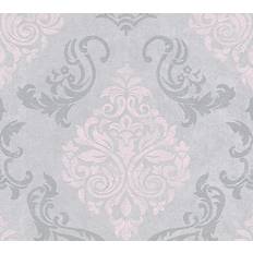 A.S. Creation Tapeten A.S. Creation Non-Woven Wallpaper Neo Baroque Glamorous Memory Classic 10.05 x 0.53 m, Grau, Metallic, Rosa, 10,05 m (Länge) x 0,53 m (Breite)