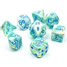 Chessex Garden Festive Luminary Dice with Blue Numbers 7 1 Dice Set 16mm (5/8in) Limited Edition Lab Dice