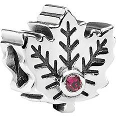 Pandora Maple Leaf Charm - Silver/Red