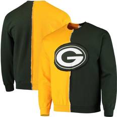 Gold - Men Sweaters Refried Apparel Men's Gold-Tone, Bay Packers Split Center Pullover Sweatshirt