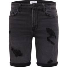 Only & Sons denim shorts in slim fit with distressing in