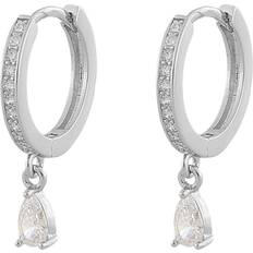 Transparent Øredobber Snö of Sweden Camille Drop Ring Earrings - Silver/Transparent
