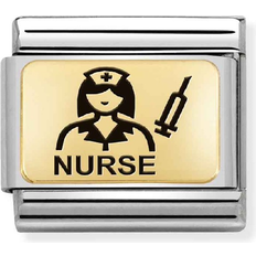Gold Charms & Anhänger Nomination Composable Classic Nurse Charm - Silver/Gold/Black