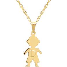 Jane Basch 14K Petite Boy Initial Charm Necklace (A-Z) u