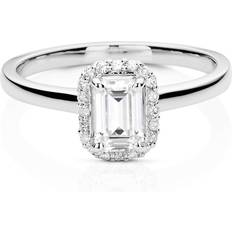 Charles & Colvard Forever One Moissanite Halo Engagement Ring - Silver/Moissanite