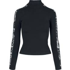 Urban Classics Lace Striped Long Sleeve Sweater - Black