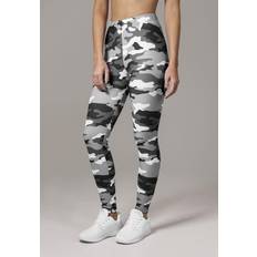 Grün Leggings Urban Classics Women's Camouflage Leggings Comfortable Sport Pants, Stretchy Workout Trousers with Military Print, Regular Skinny Fit, Wood Camo
