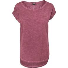 Urban Classics Ladies Long Back Shaped Spray Dye Tee T-Shirt burgundy