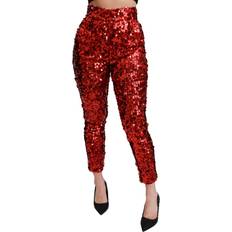 Dolce & Gabbana Polyester Pants Dolce & Gabbana Women's Sequined Cropped Trouser PAN71052 IT44
