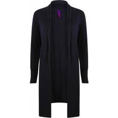 Henbury Womens/Ladies Long Line Open Cardigan (Black)