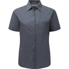 Russell Collection Ladies/Womens Short Sleeve Poly-Cotton Easy Care Poplin Shirt (Corporate Blue)