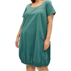 Zizzi Ballon Short Sleeved Dress - Green