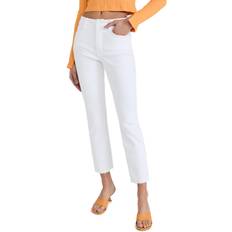 White Jeans Good American Straight Raw Hem Jeans White037