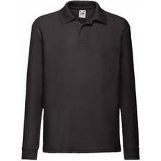 Fruit of the Loom Childrens/Kids Long Sleeve Pique Polo Shirt (14-15 Years) (Black)