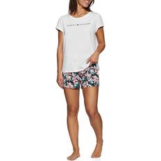Tommy Hilfiger Women's SS Woven Short Set Pajama, White/Tropical Floral