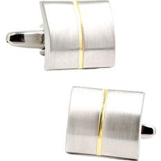 Gold - Men Cufflinks Ox and Bull Divided Two Tone Square Cufflinks - Silver/Gold