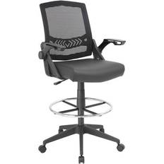 Black - Footrest Office Chairs Boss Office Products Mesh Drafting Office Chair 47.5"