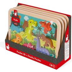 Forest Animals Wooden Chunky Puzzle By Janod, Ages 18 - 36 mo