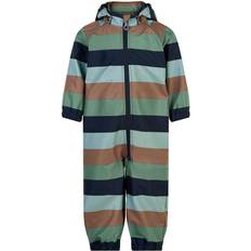 Softshelloveralls Minymo Kid's Softshell Suit Stripe Overall 92, black/grey/brown