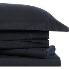 Twin XL Bed Sheets Brooklyn Loom Classic Cotton Bed Sheet Black (259.08x175.26)