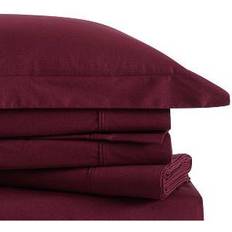Cotton - Flat Sheet Bed Sheets Brooklyn Loom Classic Cotton Bed Sheet Red (259.08x175.26)