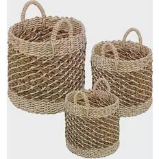 Baskets Honey Can Do Coastal 3 Piece Round Natural Weave Storage Baskets Set Basket 3