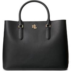 Lauren Ralph Lauren Smooth Leather Large Marcy Satchel - Black