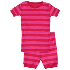 Leveret Kid's Striped Shorts Pajama Set - Red/Pink