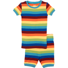 Leveret Short Sleeve Rainbow Cotton Pajamas - Stripes Boy