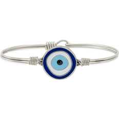Luca + Danni Evil Eye Amulet Bangle Bracelet - Silver/Multicoloured