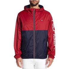 Tommy Hilfiger Red Rain Clothes Tommy Hilfiger Colorblock Hooded Rain Jacket - Red