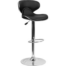 Black - Footrest Chairs Flash Furniture Contemporary Mid-Back Bar Stool 43"